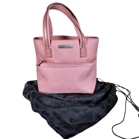 GUCCI Pink Canvas & Leather Mini Hand Bag